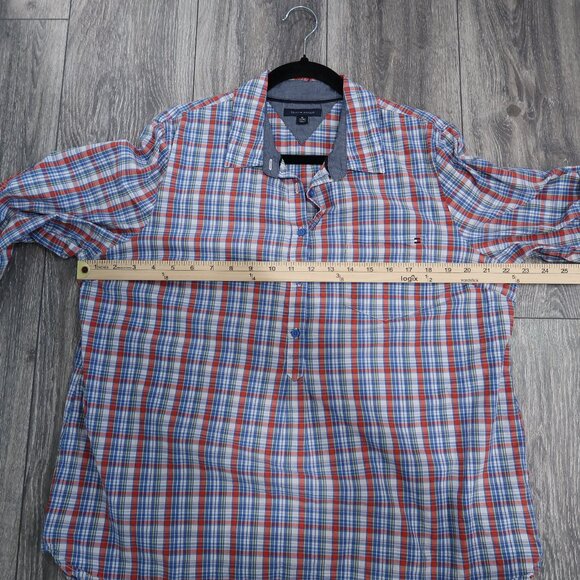 Tommy Hilfiger Womens Plaid 1/2 Button Up Long Sleeve Roll Up 3/4 Sleeve Blouse - Picture 13 of 17